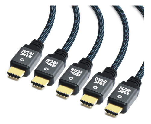 Cable Hdmi 2.1 8k De 15 Pies (paquete De 5), Alta Velocidad