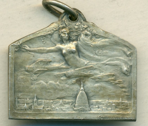Aviación Por La Patria 1921-22 Avión  Alegoría Medalla Plata
