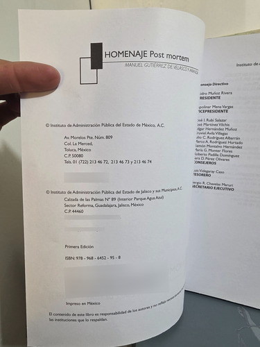 Homenaje Post Mortem Manuel Gutierrez De Velasco Y Aranda (Usado)