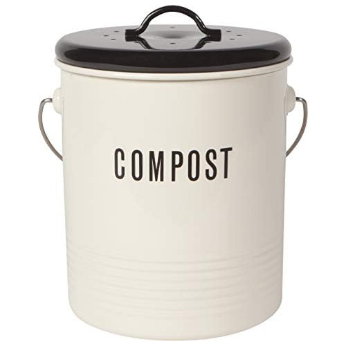 Vintage Compost Bin, Ivory