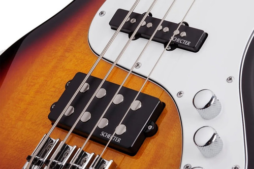 Bajo Eléctrico Schecter Stiletto Vintage 4 Activo Mics Schec Color Marrón Orientación De La Mano Diestro