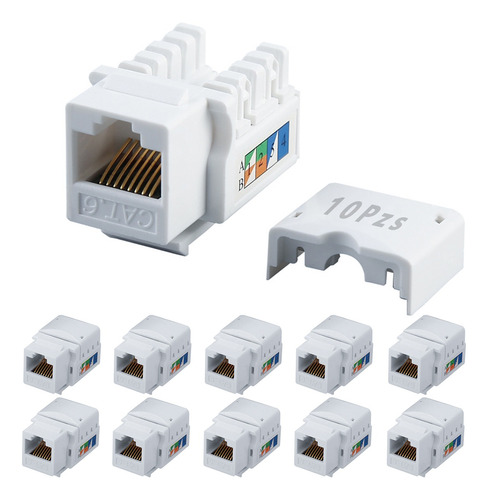 10pzs Conector Jack Rj45 Cat 6/5 Probado Cable Plug Rojo Utp