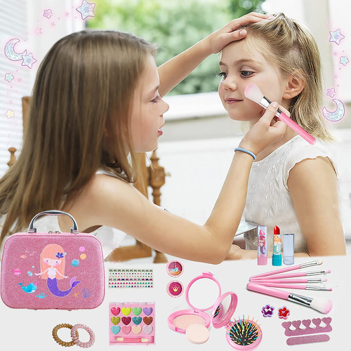 Maquillaje Para Niñas 24 Piezas Juego De Maquillaje Real,