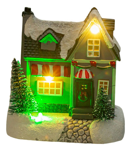 Casa De Pueblo Navideña Iluminada, Pueblo De Nieve Estilo B