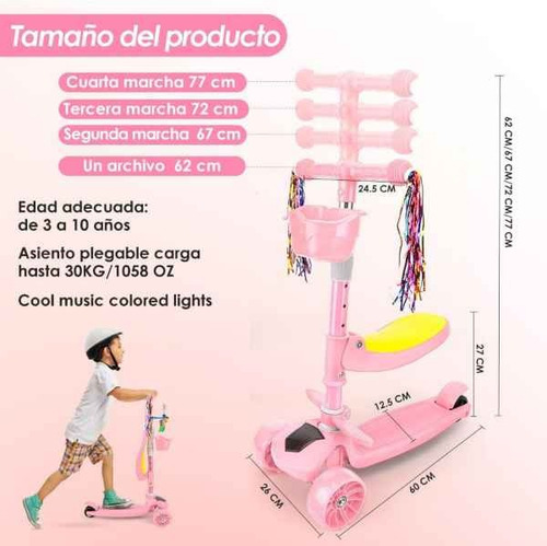 Monopatin 3 Ruedas Con Luces Led Y Reproductor De Música Int