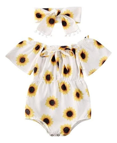 Asoleador Fresco Ropa De Verano Bebé Niña Girasoles + Balaca