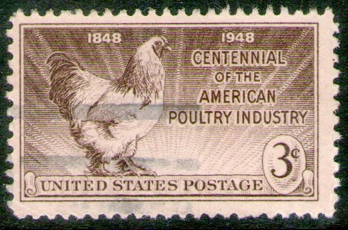 Estados Unidos Sello 100° Industria Avícola = Gallina 1948