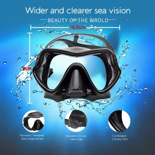 Set De Máscaras De Buceo Profesional I Black Xxg