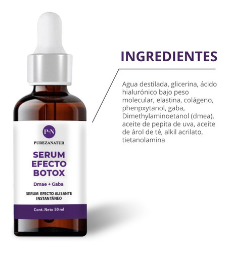 Imagen 6 de 7 de Serum Facial Efecto Botox Con Dmae Y Gaba Elasticidad 50ml