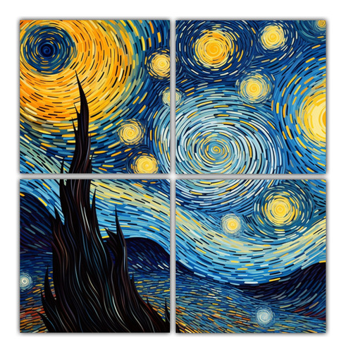 100x100cm Cuadro Lienzos Tonos Fantasía Van Gogh Flores