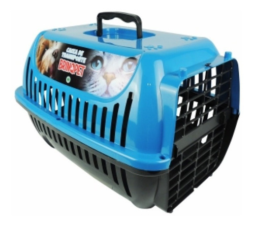 Caixa Transporte N°2 Cães/gatos C/4 Travas Brinqpet Azul Ful