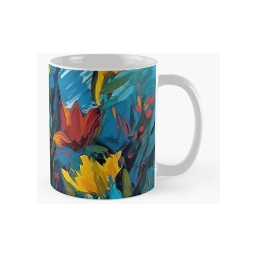 Taza Flores De Colores Postimpresionistas Al Estilo De Van G