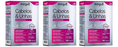 Kit 3 Cabelos E Unhas Reconstrução 60 Cápsula - Katigua