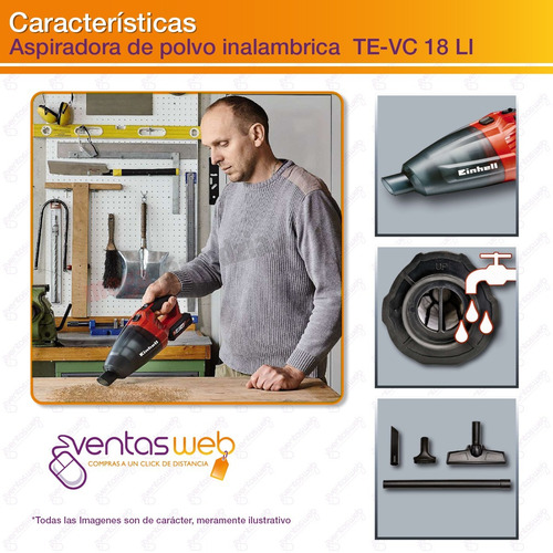Imagen 4 de 6 de Aspiradora Inalambrica Mano Einhell Carg Bateria 18v Grande