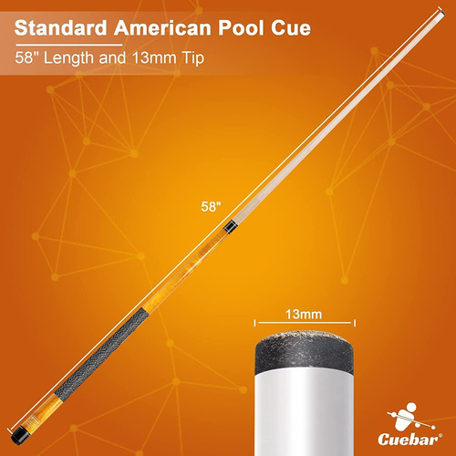 Billiard Pool Cue Stick 18 19 20 21 Oz, 58 Pulgadas Hou...