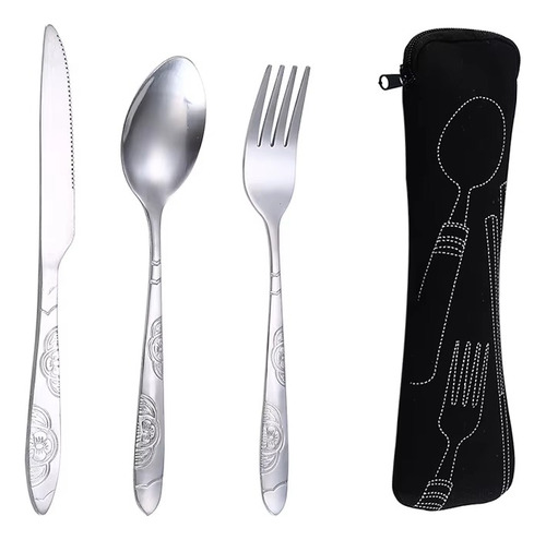 Juego De Vajilla Viaje Camping Tenedor Cuchara Cuchillo