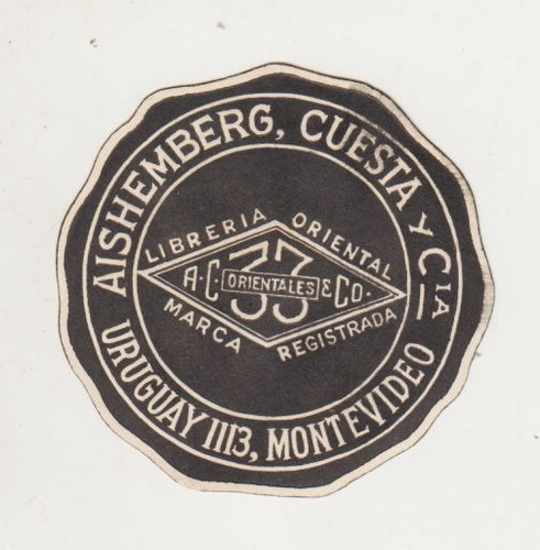 Montevideo Antiguo Sticker De Libreria Oriental Aishemberg 