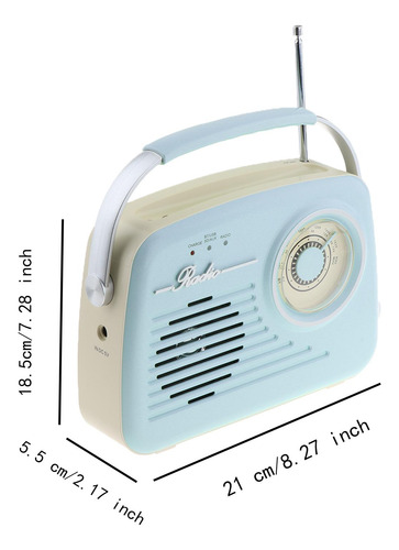 Radio Portátil De Diseño Retro, Material Pp, Azul