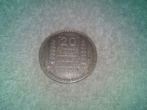 Imagen 1 de 2 de Moneda 20 Francos Francia 1938 De Plata En Excelente Estado