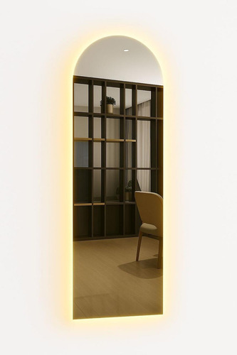 Espelho 150x50 Com Led Corpo Inteiro E Base Reta Luxo Moldura Led Quente