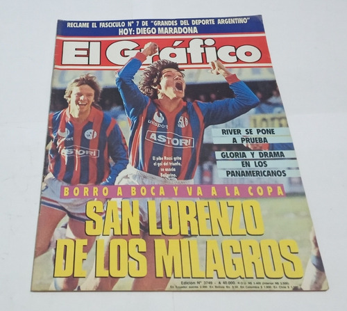 El Grafico 3749 Boca 0 San Lorenzo 1 Año 1991