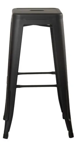 Taburete Tolix de hierro y acero con respaldo negro totalmente iluminado, color negro