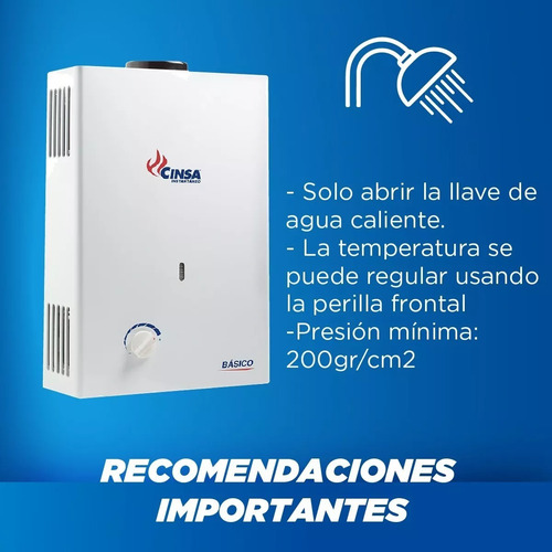 Boiler Instantaneo Cinsa Cin-06 Basico 6l/m Nat