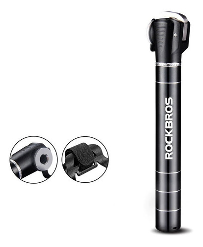 Imagen 1 de 10 de Inflador Bicicleta Mini Bomba De Aire 100psi Rockbros Negro