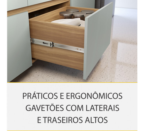 Cozinha 4 Peças Modular Nesher Rainha Ripado 100% Mdf