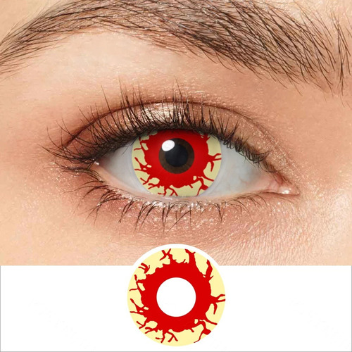 Lentes De Contacto Halloween Amarillo-sangre Cosplay Difraz