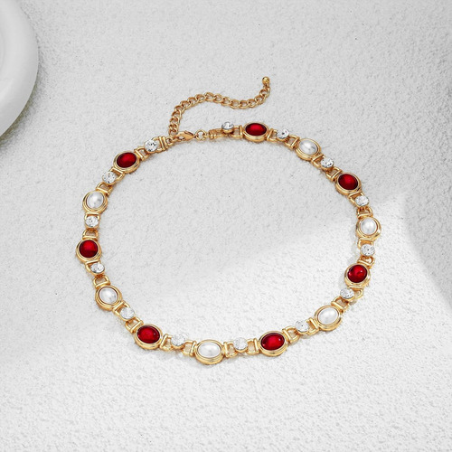 Gargantilla De Perlas Vintage, Collares Collares Rojos
