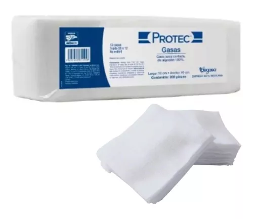 Gasas no estériles seca cortada protec paquete c/200 piezas, color blanca,  tamaño 10 cm : : Salud y Cuidado Personal