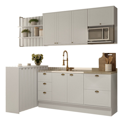Cozinha completa Milla Pro 100% mdf branco Carraro