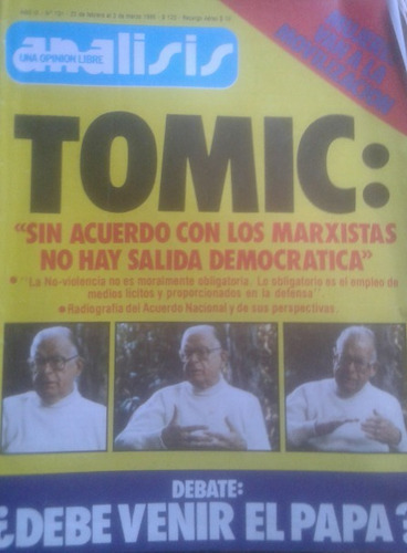 Revista Análisis 3 Marzo 1986 / Tomic Acuerdo Con Marxistas