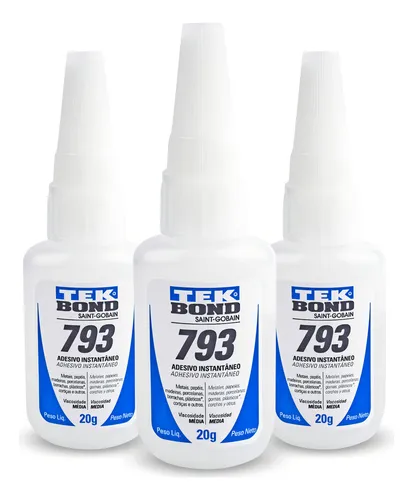 comprar Kit 3 Super Colas Instantâneas Tekbond 793 20g Superfícies