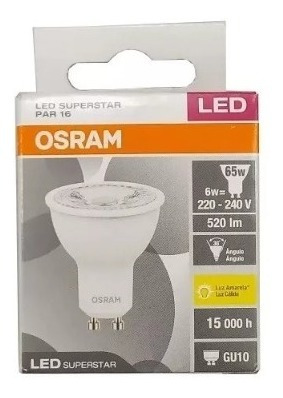 Imagen 2 de 10 de Lampara Dicro Led Osram 6w 220v Gu10 Cálida Elect. Ave.