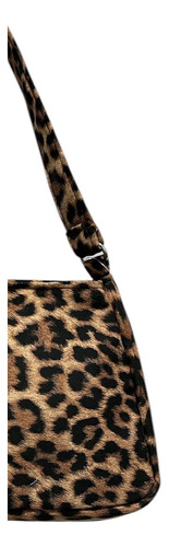 Cartera Baguette Mini Gamuza Animal Print Moda Mujer Marrón Print Leopardo Níquel