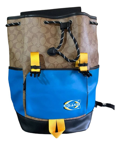 Mochila Coach Mk Ax De Hombre Premium Azul/amarillo - Dw4twc