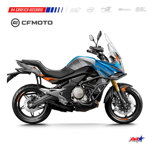 Calcos Cfmoto Mt650 Mt 650 Diseño Adventure Azul Naranja