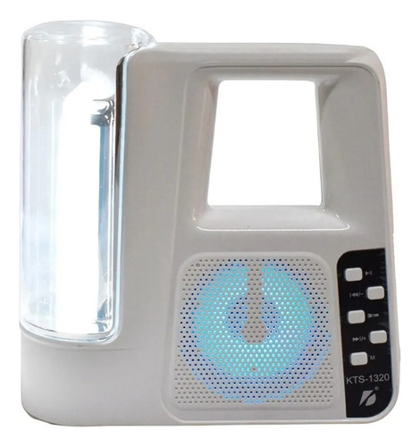 Parlante Linterna Bluetooth Recargable Radio Fm Usb Memoria Color Blanco