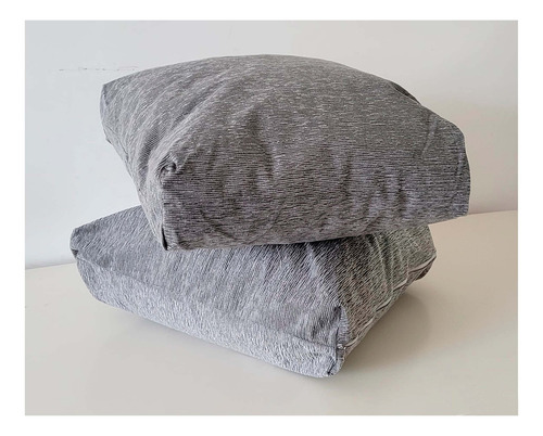 Pack X2 Almohadones De Sillones Chenille 50x50x10 Color Plata Diseño De La Tela Liso