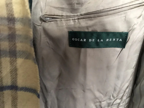 Oscar De La Renta Blazer 100 % Wool Worsted Gold Button,usa Verde Liso 44r (Usado)