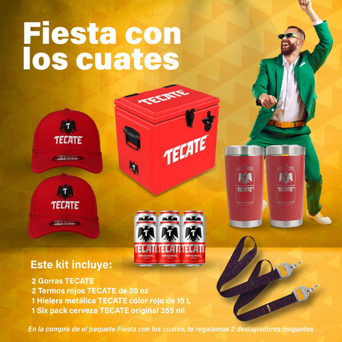 Hielera 15lt, Gorra, Termos Tecate De Regalo 2 Destapadores 