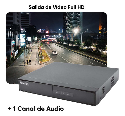 Hikvision Kit Dvr 4 Canales Turbohd + 1 Canal Ip 1080p Lite Pentahibrido + 500 Gb Hdd Ds-7204hghi-f1-500 Con 1 Bahía De Disco Duro Y 1 Canal De Audio