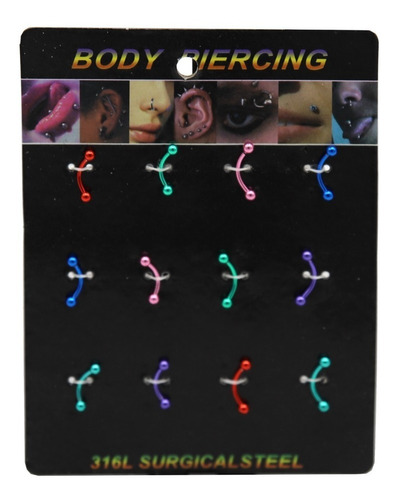 Piercing Microbanana Ac Anodiz Color 1,2x8-10x3mm 1disp 12un