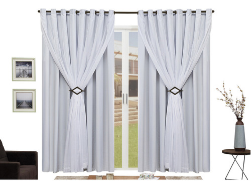 Cortina Para Casa De Luxo 9,30x240 Altura Blackout Voil Cor Gelo