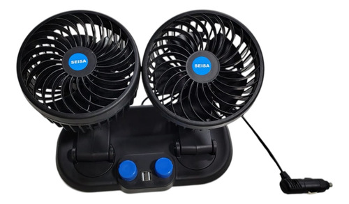 Ventilador Doble 6 Pulgadas Para Auto 12v Con 2 Usb 5 Aspas