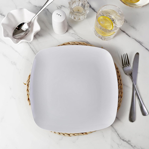 Juego De Platos Ensalada Cuadrada 6 Pcs Melamina 26.6 Cms