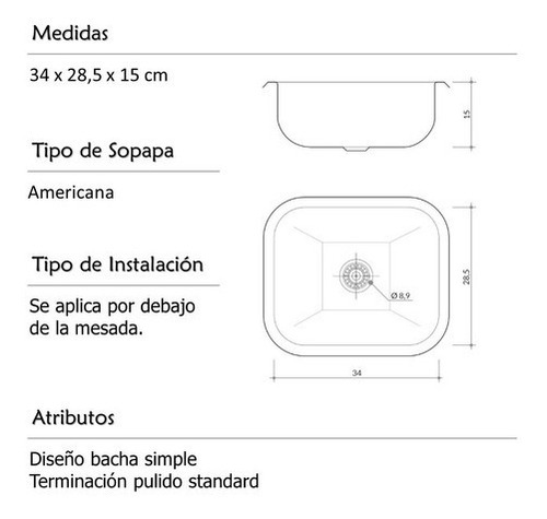 Johnson Pileta De Cocina Simple Acero 430 Ee28