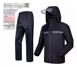 Impermeable Motociclista Negro Reflejantes,traje De Agua